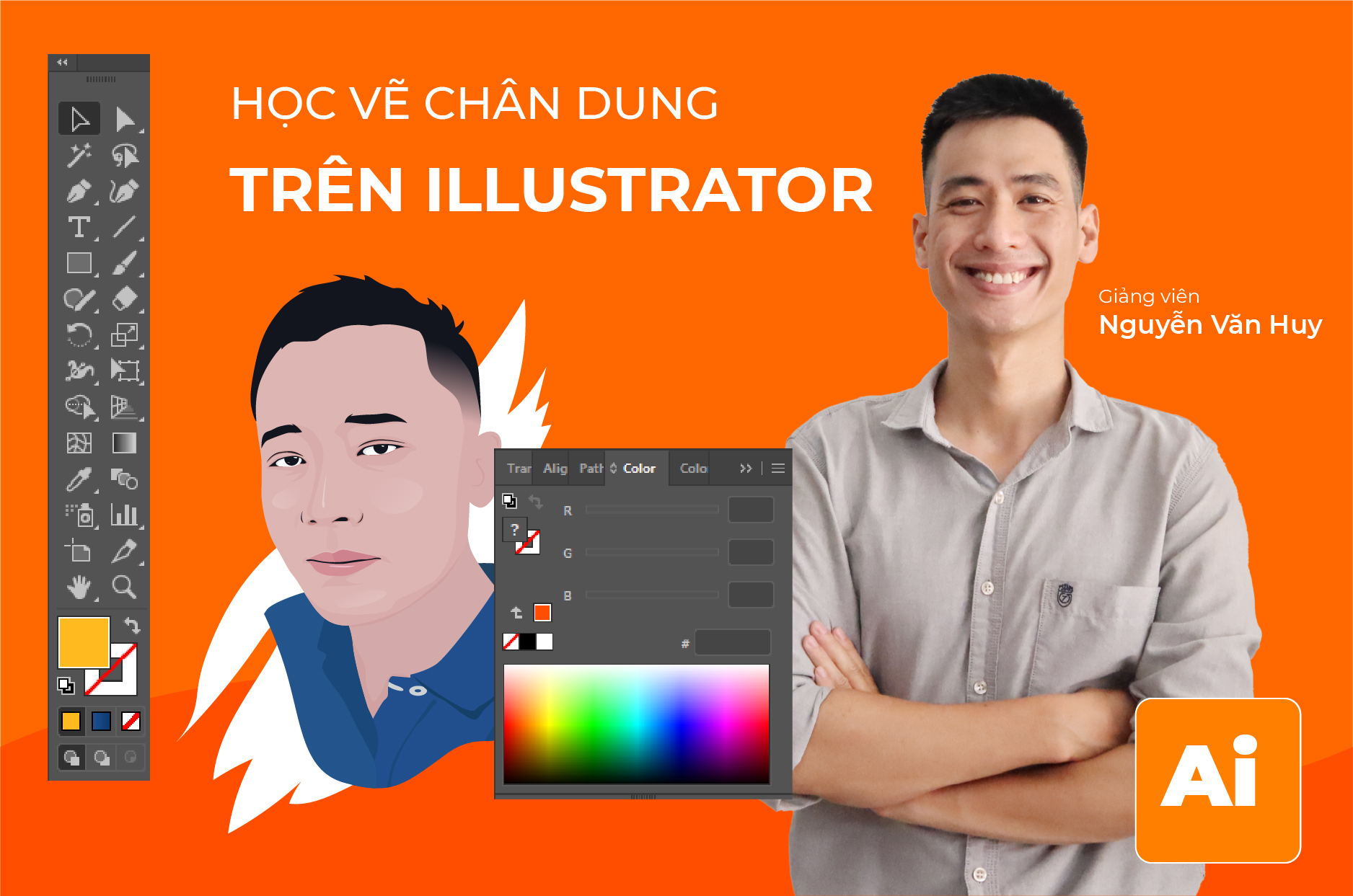 Học vẽ chân dung bằng Adobe Illustrator ( Cơ bản ) – Huy Academy